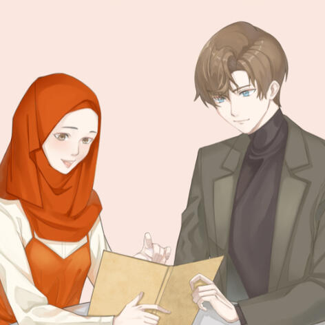 @aizuon, 2021 commissioned ₊˚✩ afiqah &amp; artem going on a date at the Hoyofest 2021 Cafe Collab at My Burger Lab